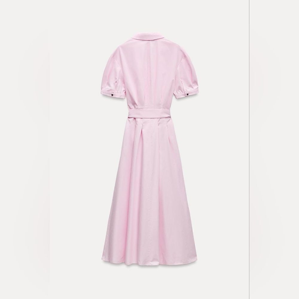 NWT ZARAβPOPLINβSHIRTDRESSβpink - Picture 9 of 13
